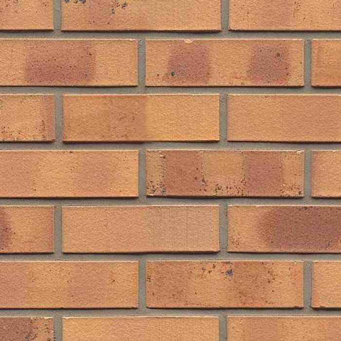 Кирпич клинкерный Muhr 06 K Hellbraun-bunt Kohle гладкий, 250х120х65 мм